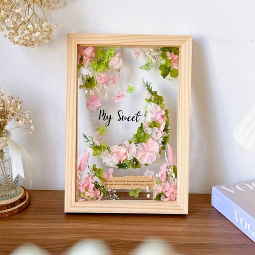Khung Tranh Hoa Khô Flower Moon CN036 - Vầng Trăng Hoa Yêu Thương - Hình ảnh 5