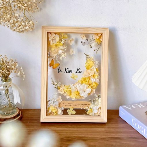Khung Tranh Hoa Khô Flower Moon CN036 - Vầng Trăng Hoa Yêu Thương - Hình ảnh 3