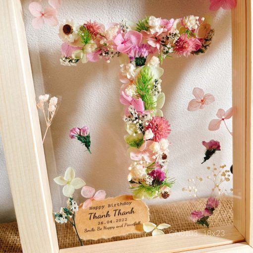 Tranh hoa khô chữ cái A-Z hoa khô 3D CN103 - Hình ảnh 13