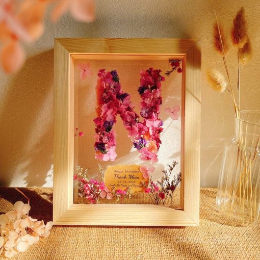 Tranh hoa khô chữ cái A-Z hoa khô 3D CN103