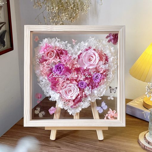 Khung Tranh Hoa Khô Trái Tim Hoa Hồng Valentine CN151 - Hình ảnh 2