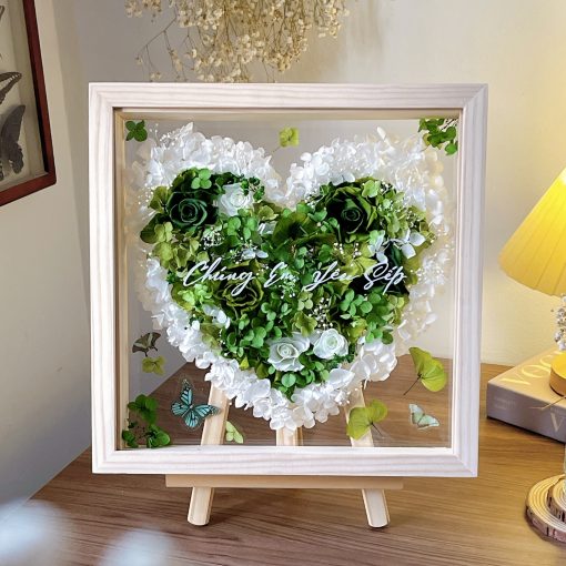 Khung Tranh Hoa Khô Trái Tim Hoa Hồng Valentine CN151 - Hình ảnh 3
